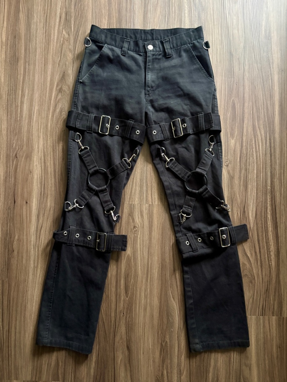 Vintage RARE Secret Agents Metal Goth Punk Harness Bondage Pants
